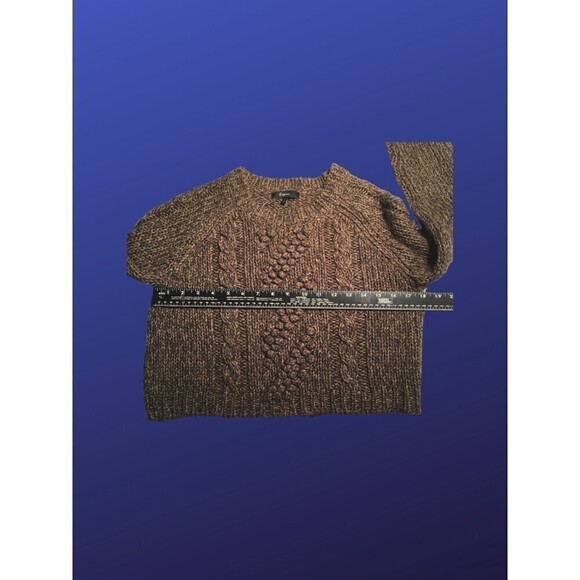 EXPRESS Cropped Chunky Knit Pullover Sweater, BROWN, Women's Size Large, EUC - Picture 4 of 8